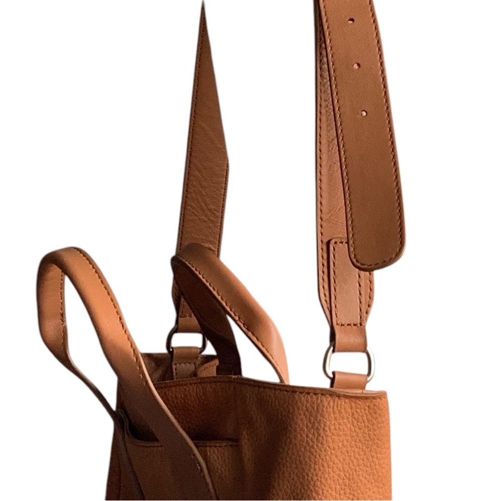 Lucky Brand Women's Leather Hahn Mini Tote Handbag Purse Crossbody Cognac Brown - Picture 13 of 16
